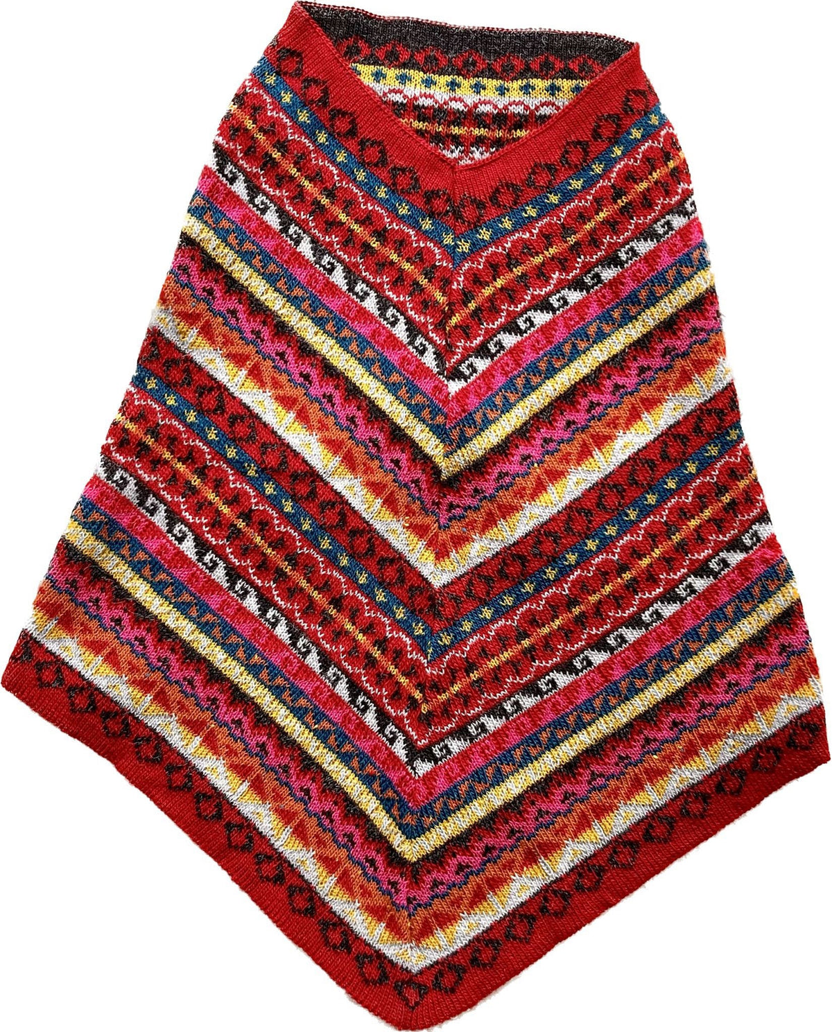 Red & Pink Fair Isle Alpaca Blend Snood Shawl, photo 6