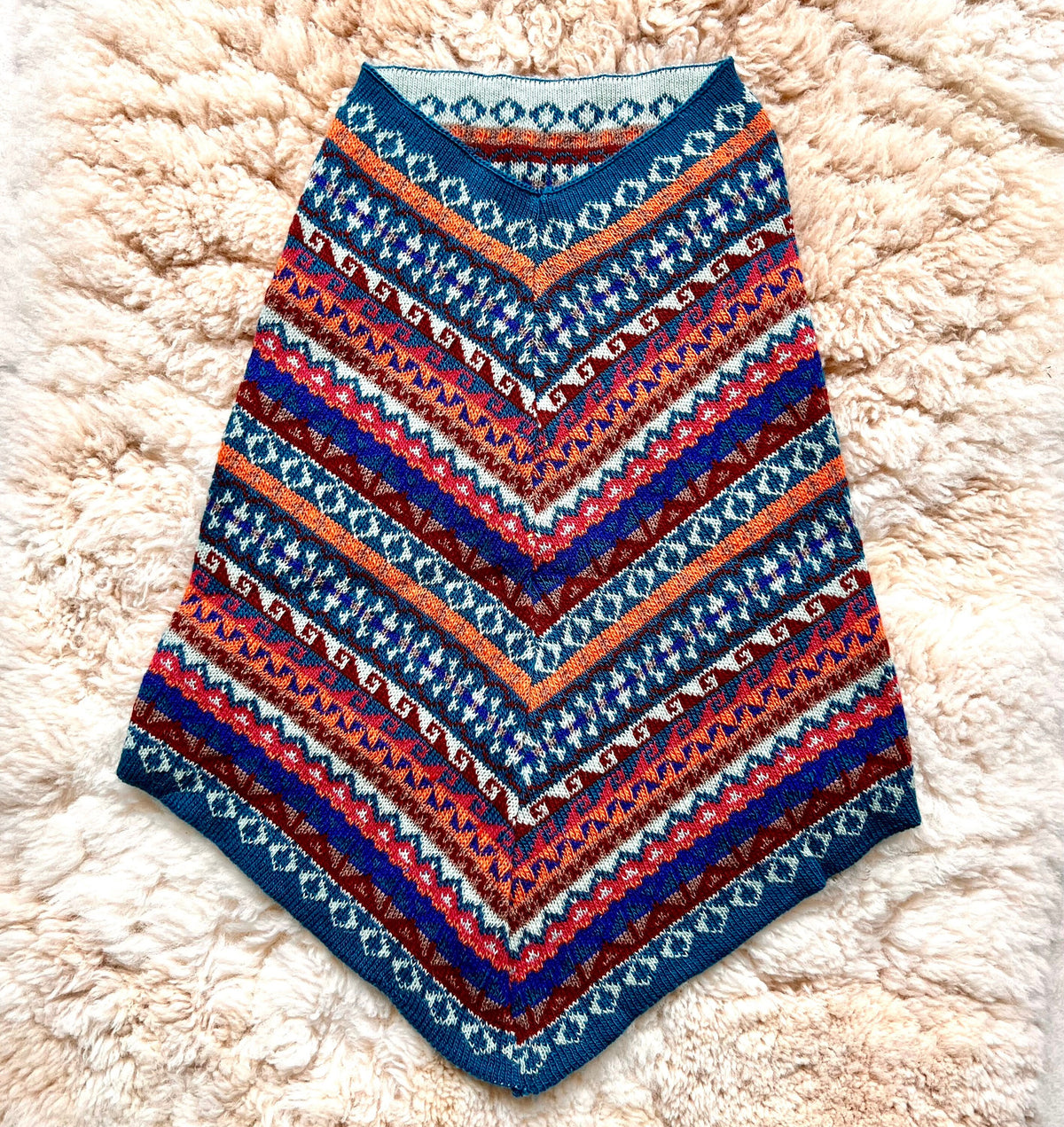 Blue & Pink Fair Isle Alpaca Blend Snood Shawl