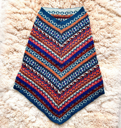 Blue & Pink Fair Isle Alpaca Blend Snood Shawl