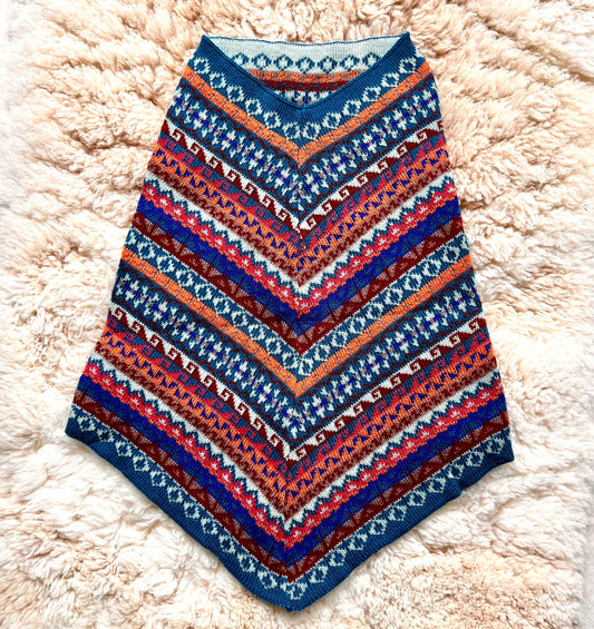 Blue & Pink Fair Isle Alpaca Blend Snood Shawl