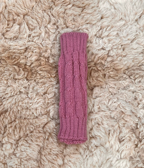 Rose Pink Cable Knit Alpaca Fingerless Gloves