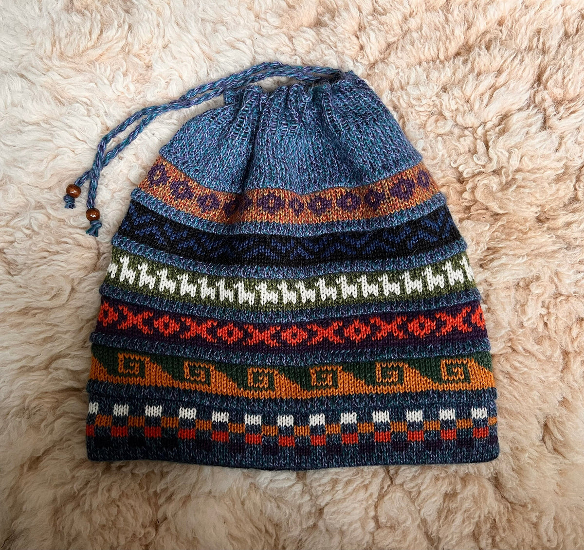 Blue Reversible Alpaca Ski Snood & Slouch Hat, photo 4