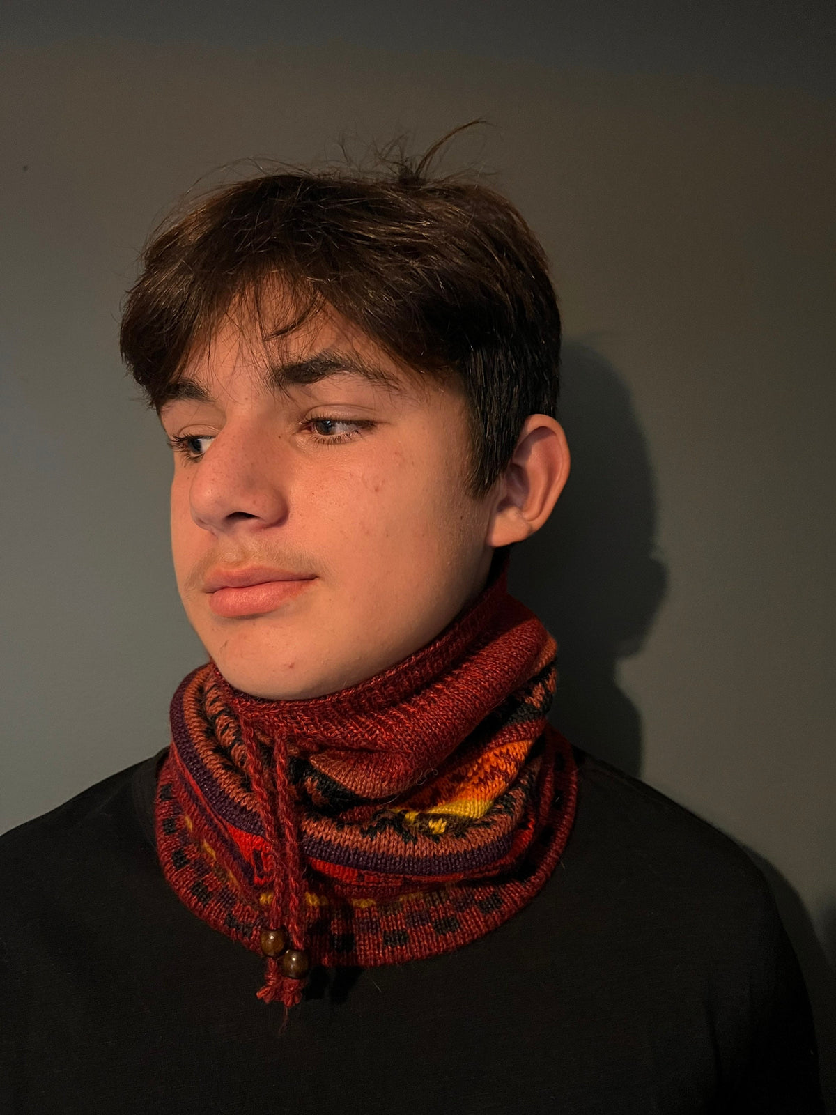 Red & Purple Reversible Alpaca Ski Snood & Slouch Hat, photo 7