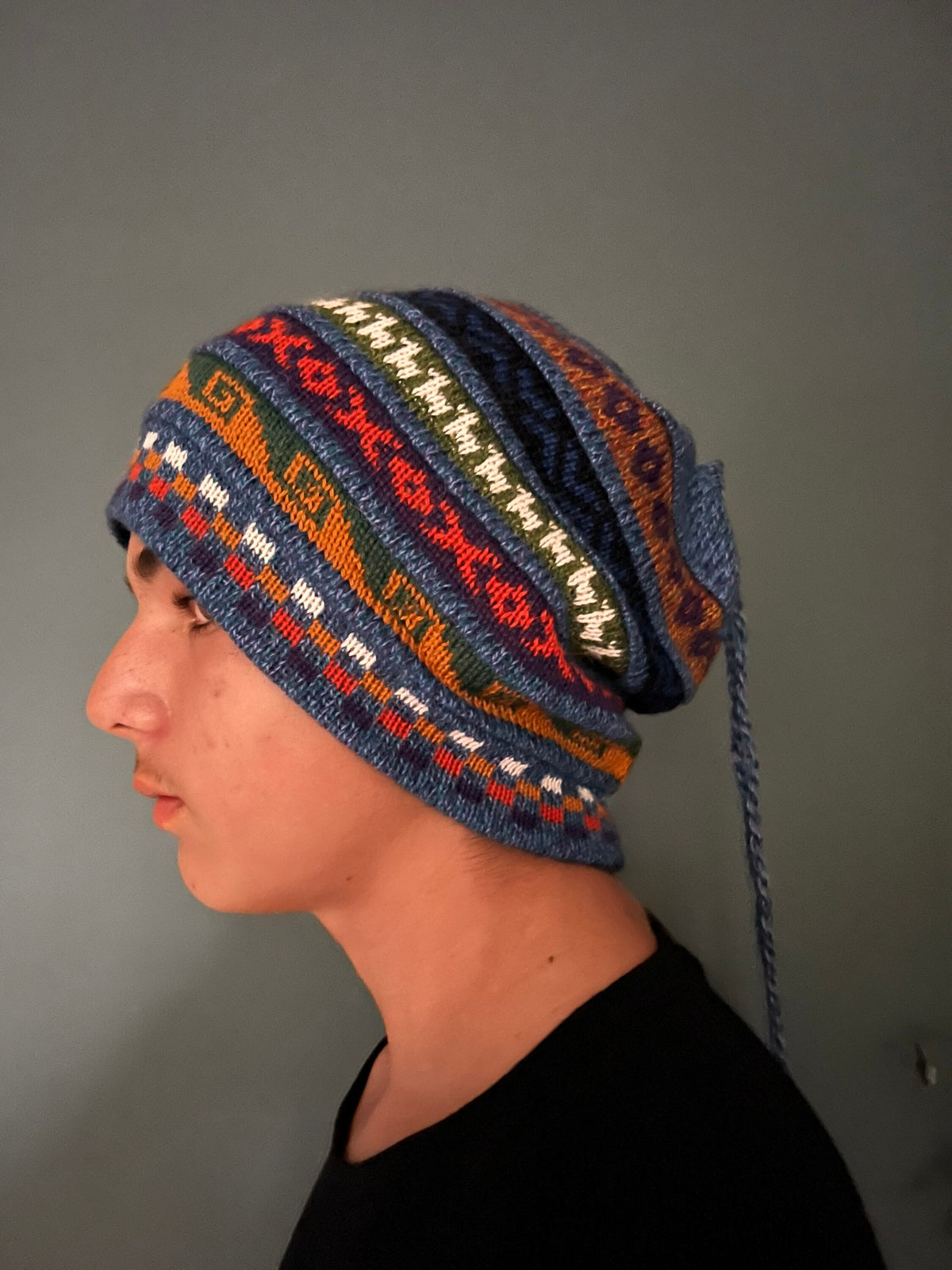 Blue Reversible Alpaca Ski Snood & Slouch Hat, photo 3
