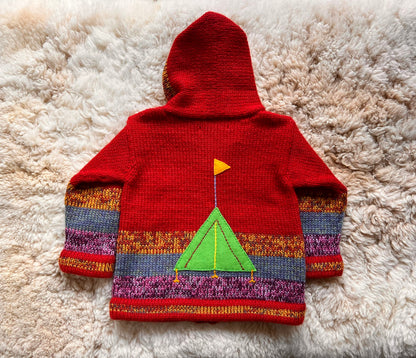 Red Circus Train Alpaca-Blend Kids Cardigan, photo 2