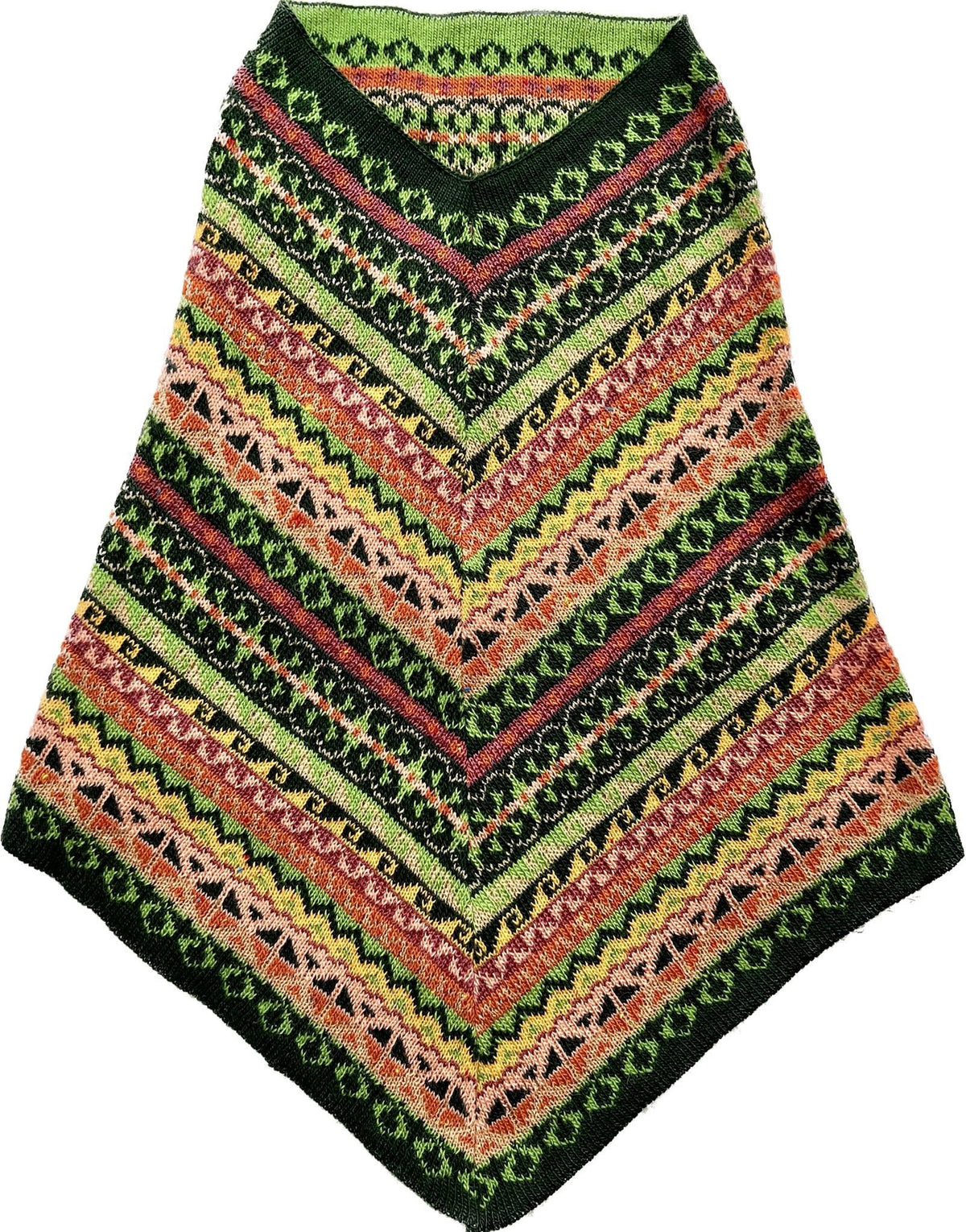 Green & Coral Fair Isle Alpaca Blend Snood Shawl, photo 8