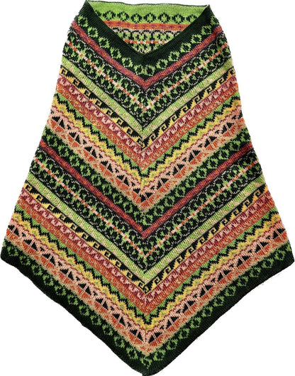 Green & Coral Fair Isle Alpaca Blend Snood Shawl, photo 8