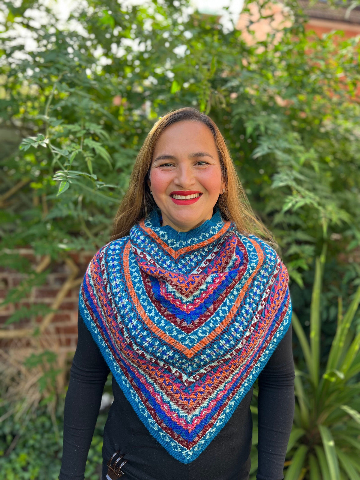 Blue & Pink Fair Isle Alpaca Blend Snood Shawl, photo 8