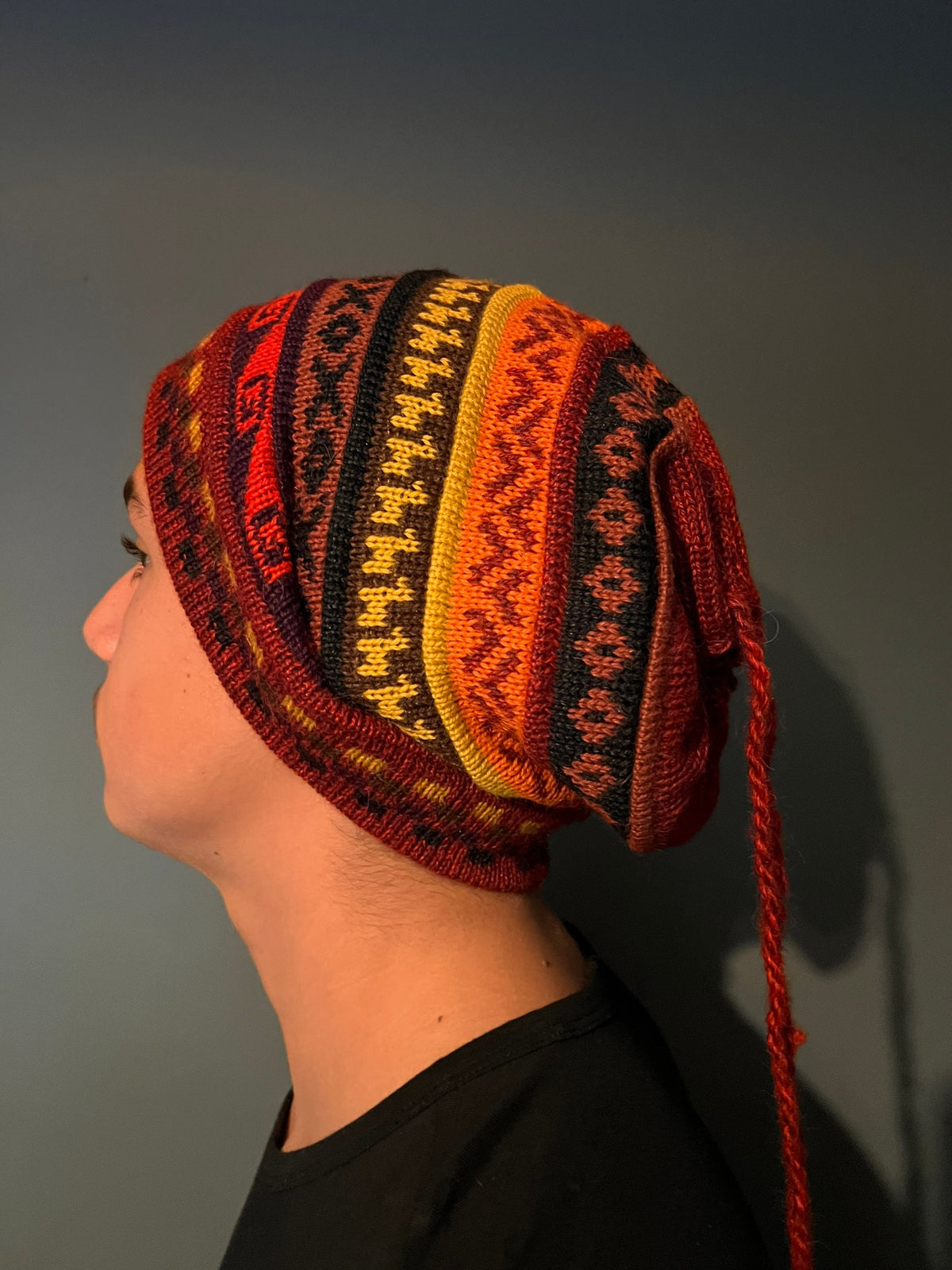 Red & Purple Reversible Alpaca Ski Snood & Slouch Hat, photo 2