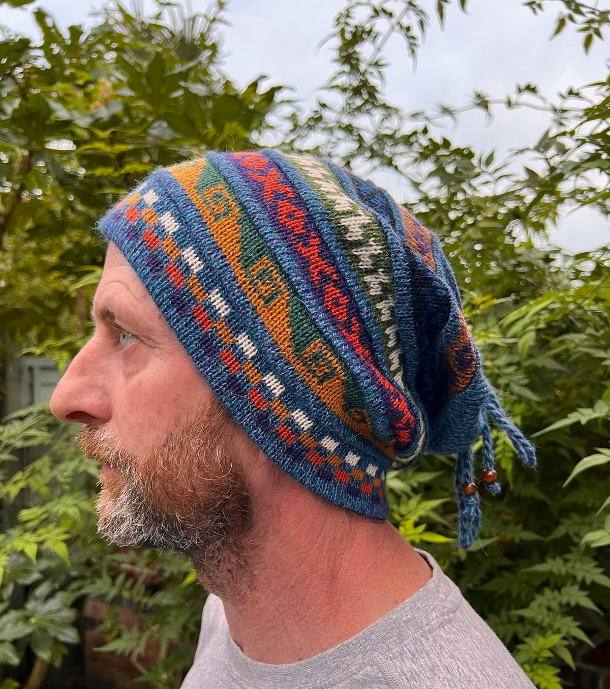 Blue Reversible Alpaca Ski Snood & Slouch Hat, photo 2