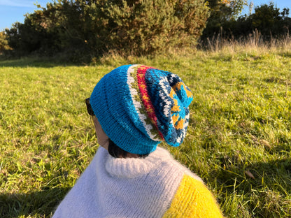 Turquoise Fair Isle Alpaca Slouch Beanie, photo 3