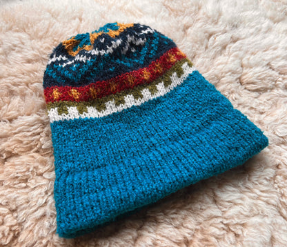 Turquoise Fair Isle Alpaca Slouch Beanie, photo 4