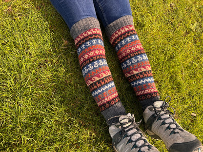 Dark Grey Fair Isle Stripe Alpaca Leg Warmers, photo 4