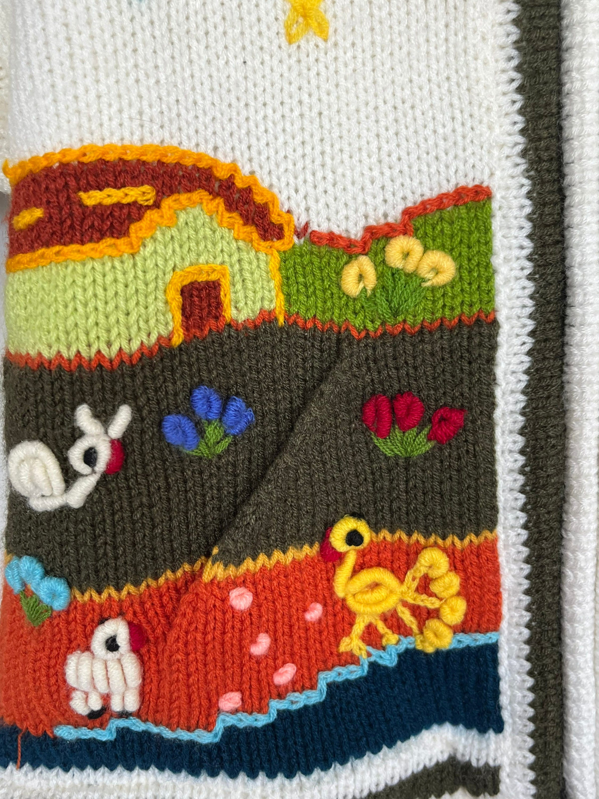 Ivory & Russet Hand-Embroidered Fleece-Lined Kids Cardigan, photo 5