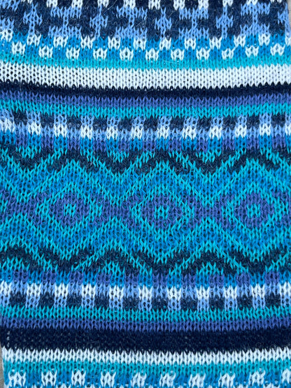 Turquoise & Navy Fair Isle Baby Alpaca Fingerless Gloves, photo 7