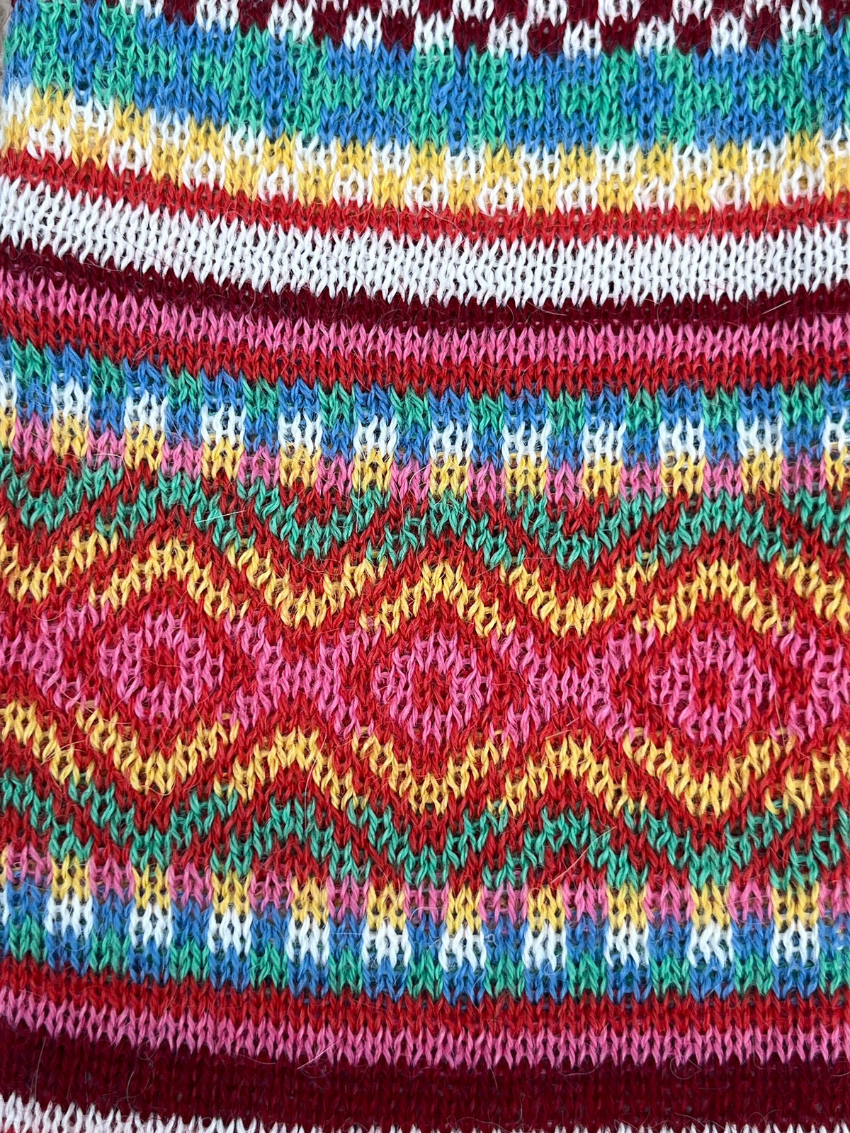 Red Rainbow Fair Isle Baby Alpaca Fingerless Gloves, photo 5