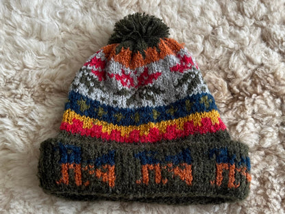 Military Green Fair Isle Alpaca Bobble Hat, photo 3