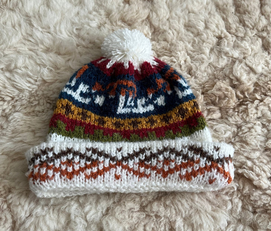 White Fair Isle Alpaca Bobble Hat