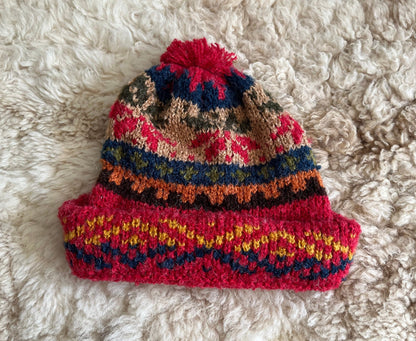 Red Fair Isle Alpaca Bobble Hat, photo 3