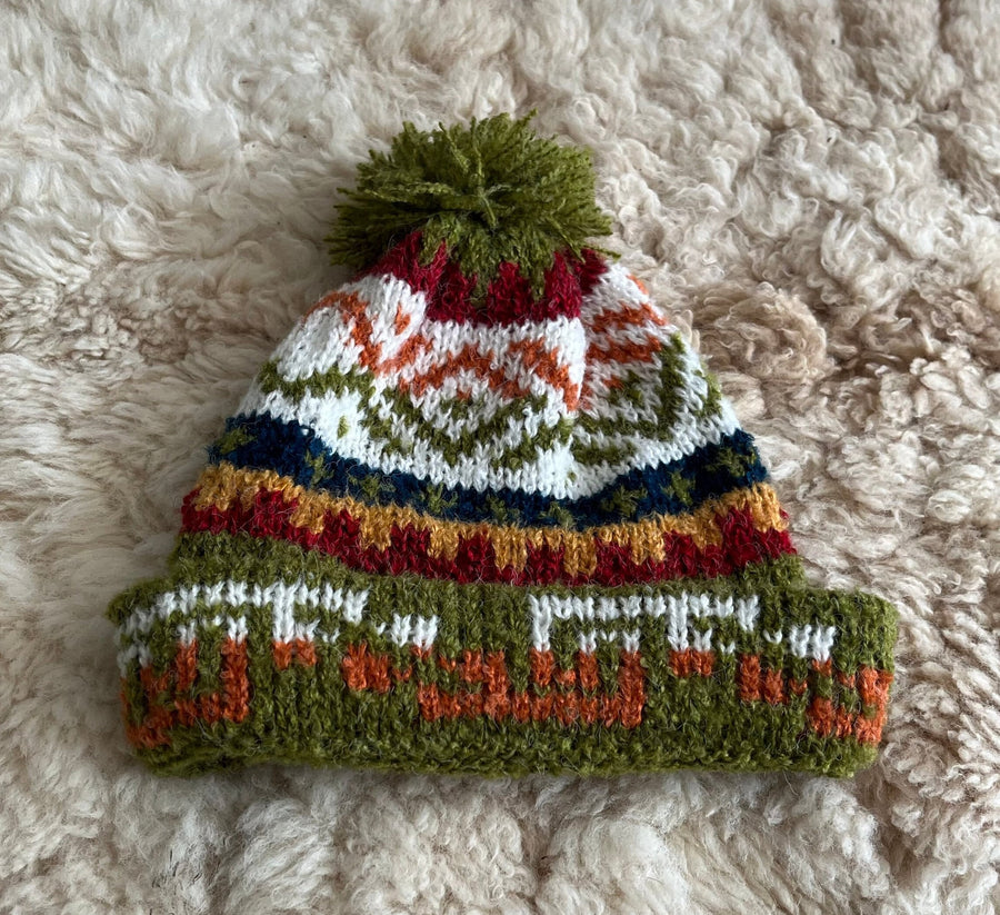 Apple Green Fair Isle Alpaca Bobble Hat