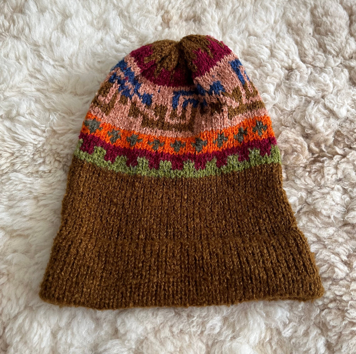 Bronze Fair Isle Alpaca Slouch Beanie, photo 3