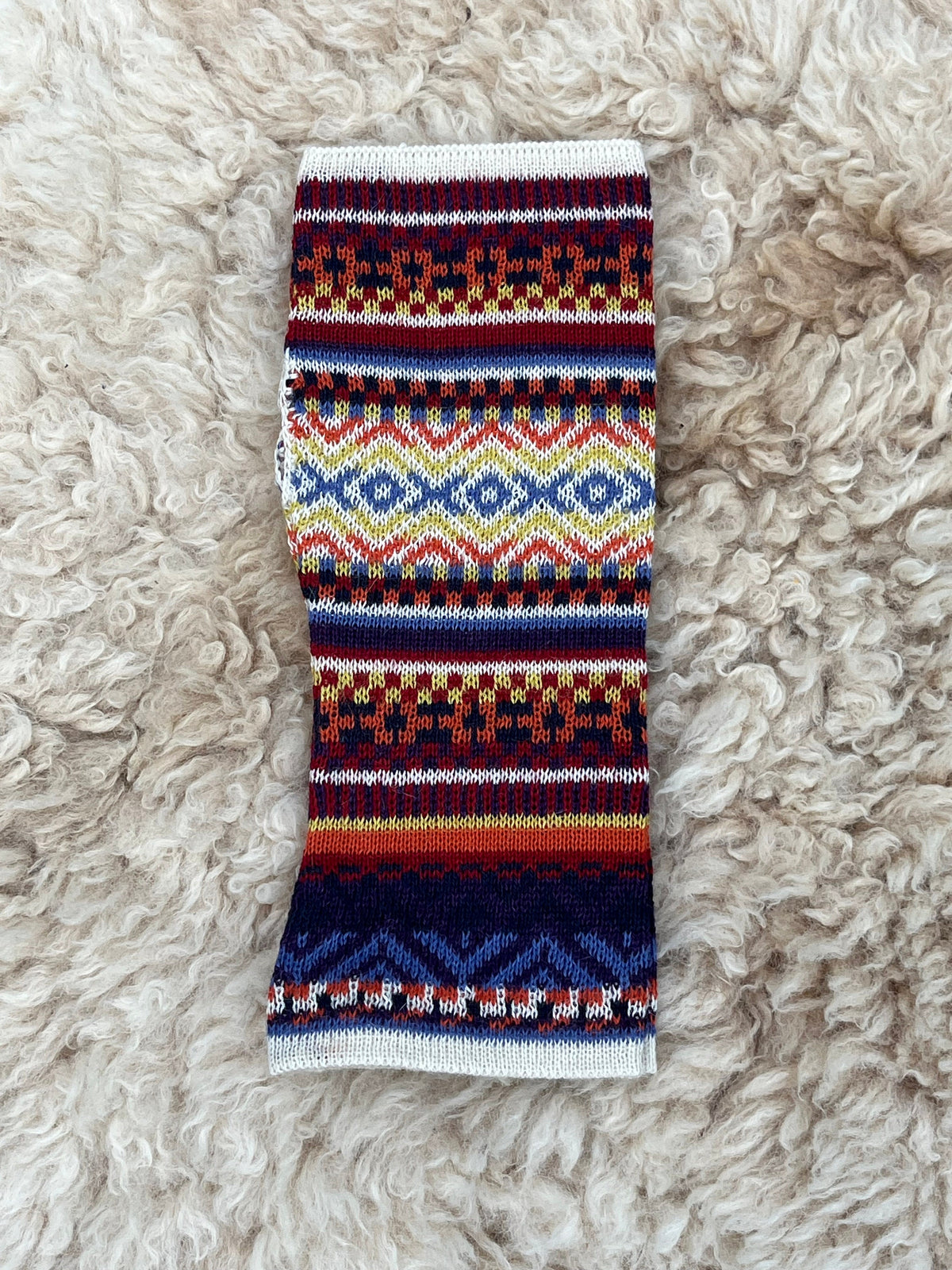 Navy & Mustard Fair Isle Baby Alpaca Fingerless Gloves, photo 4