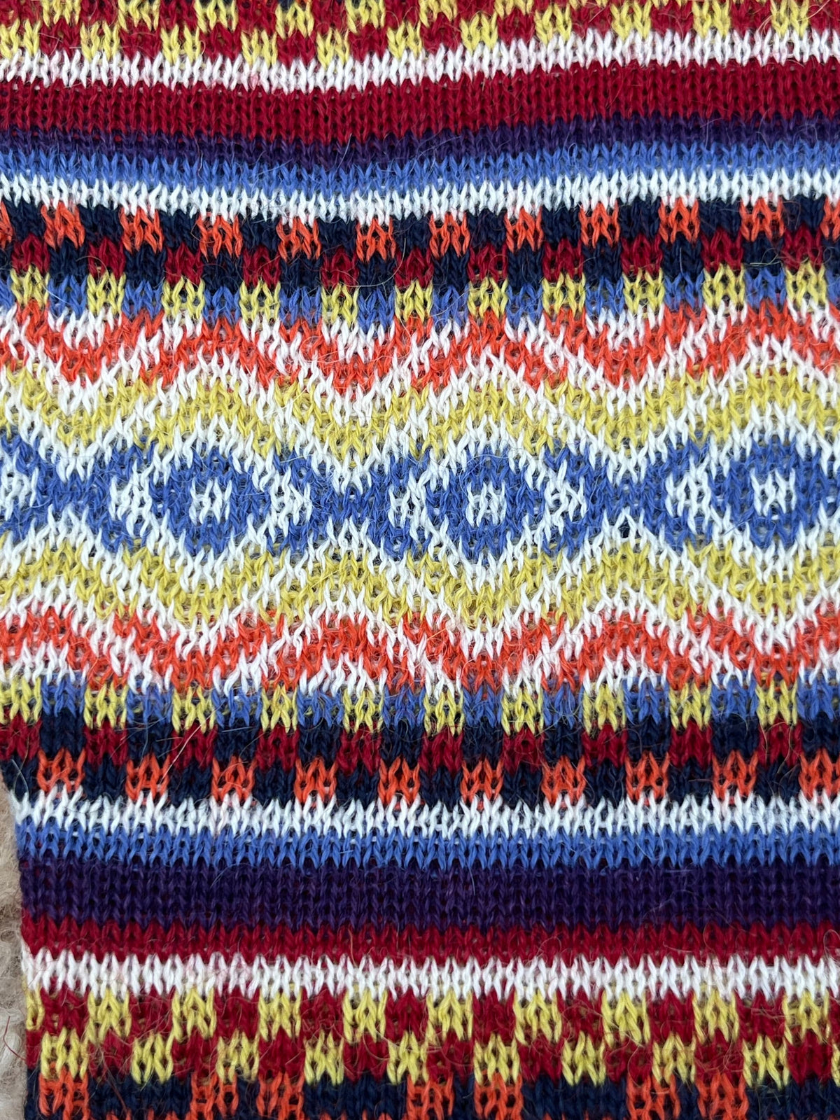 Navy & Mustard Fair Isle Baby Alpaca Fingerless Gloves, photo 5