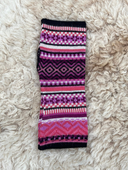 Pink & Plum Fair Isle Baby Alpaca Fingerless Gloves, photo 4