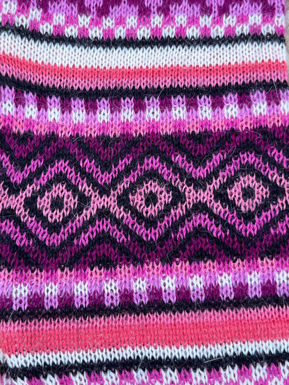 Pink & Plum Fair Isle Baby Alpaca Fingerless Gloves, photo 5