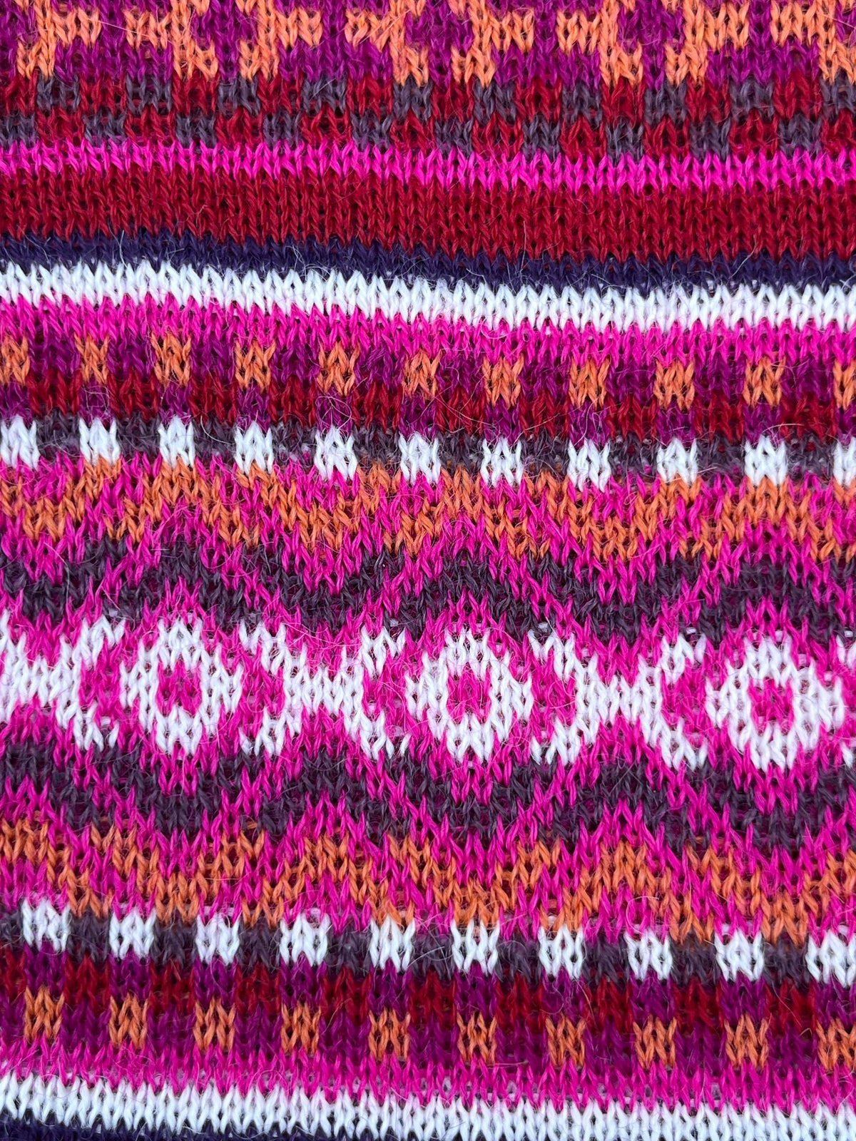 Magenta & Burgundy Fair Isle Baby Alpaca Fingerless Gloves, photo 5