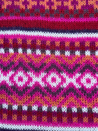 Magenta & Burgundy Fair Isle Baby Alpaca Fingerless Gloves, photo 5