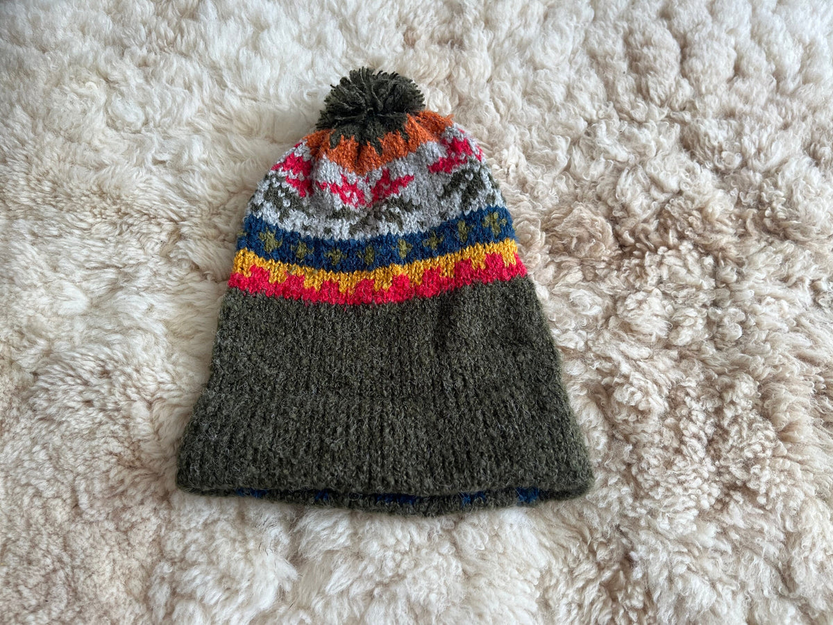 Military Green Fair Isle Alpaca Bobble Hat, photo 4