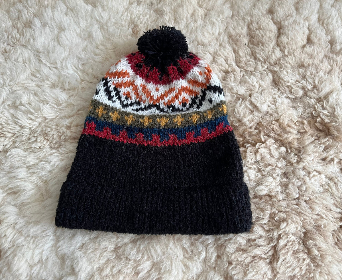 Black Fair Isle Alpaca Bobble Hat, photo 4