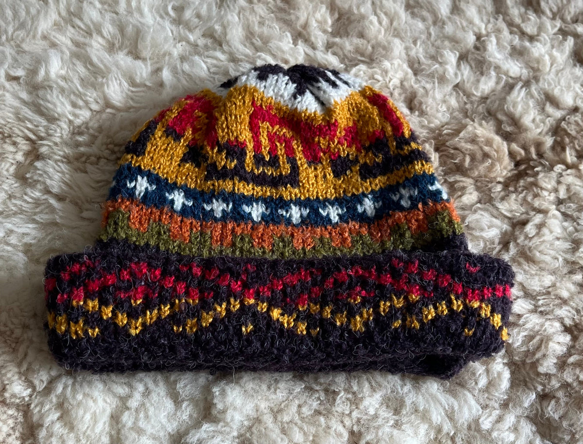 Aubergine Fair Isle Alpaca Slouch Beanie