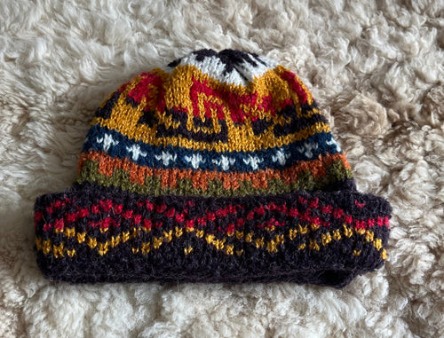 Aubergine Fair Isle Alpaca Slouch Beanie
