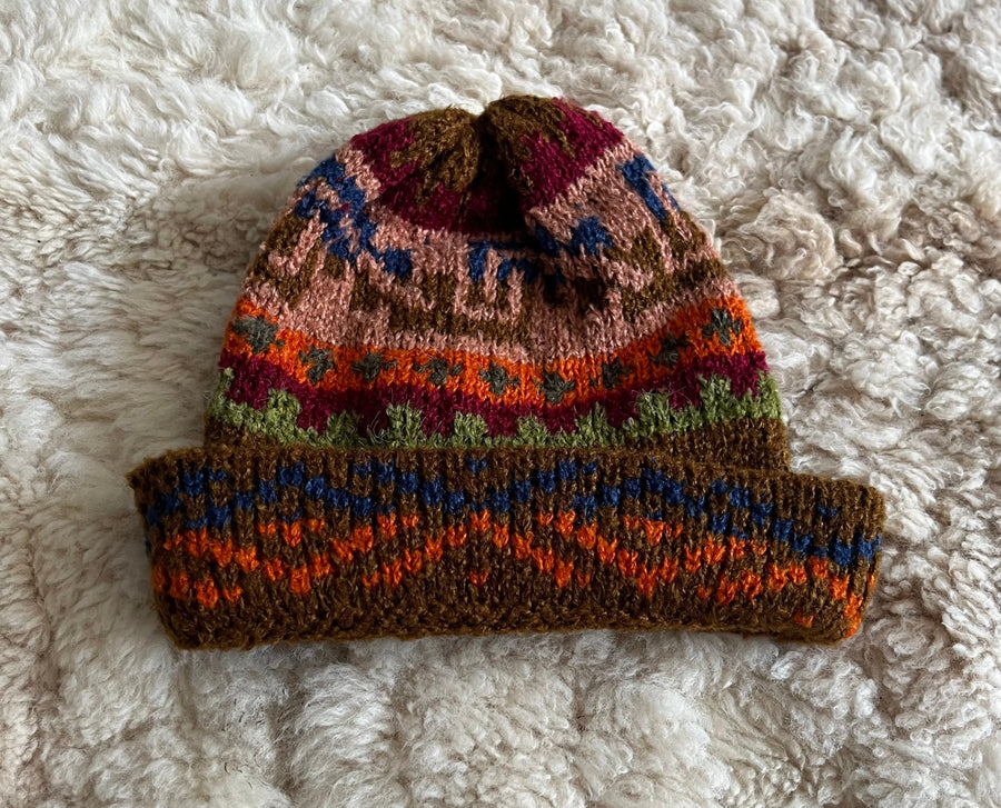 Bronze Fair Isle Alpaca Slouch Beanie