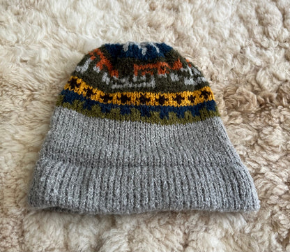 Light Grey Fair Isle Alpaca Slouch Beanie, photo 3