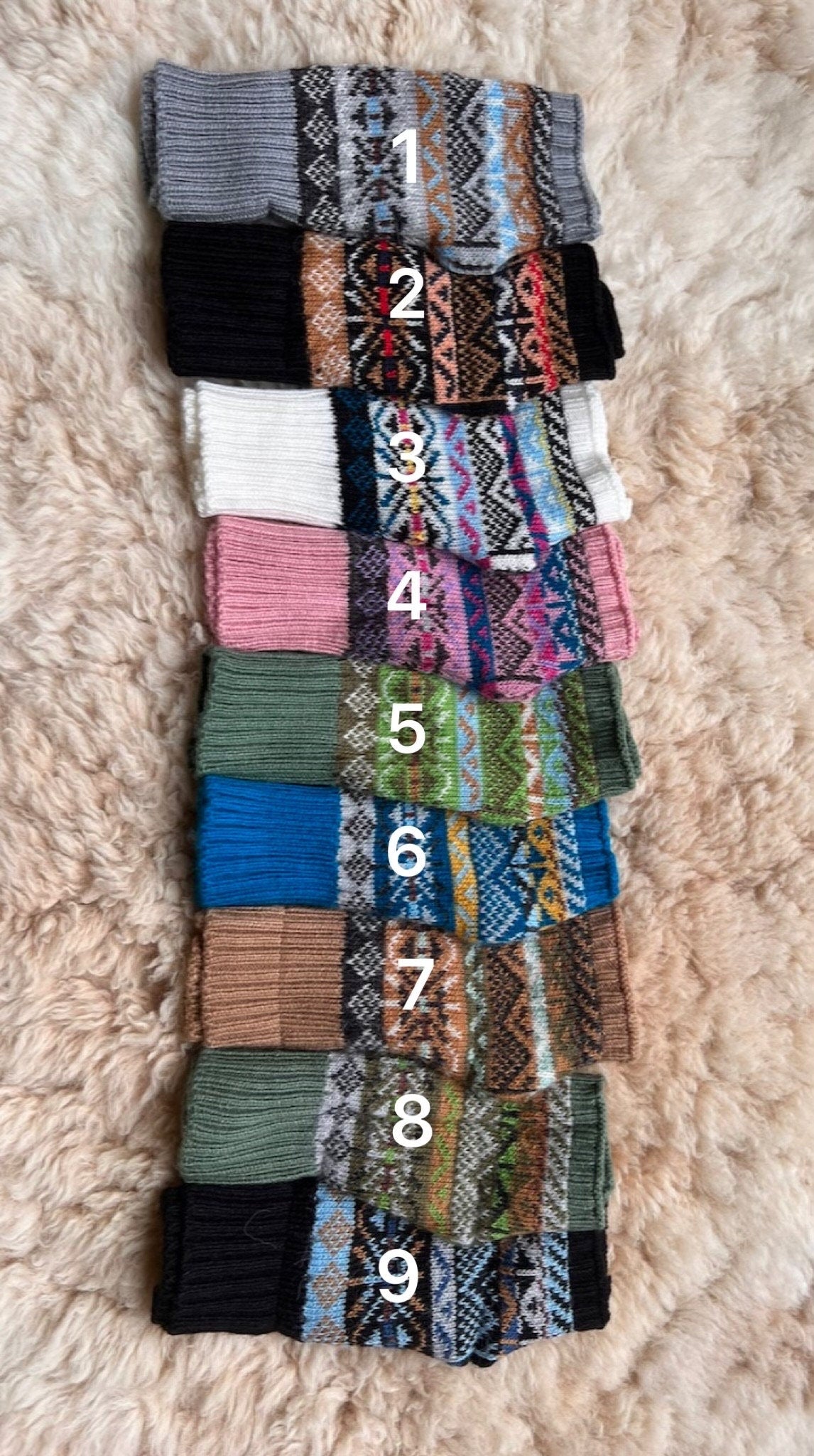 Cobalt Green Fair Isle Alpaca Fingerless Gloves