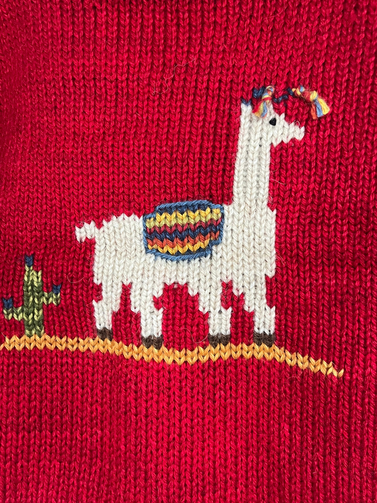 Red Llama Hand-Embroidered Alpaca Kids Jumper, photo 5