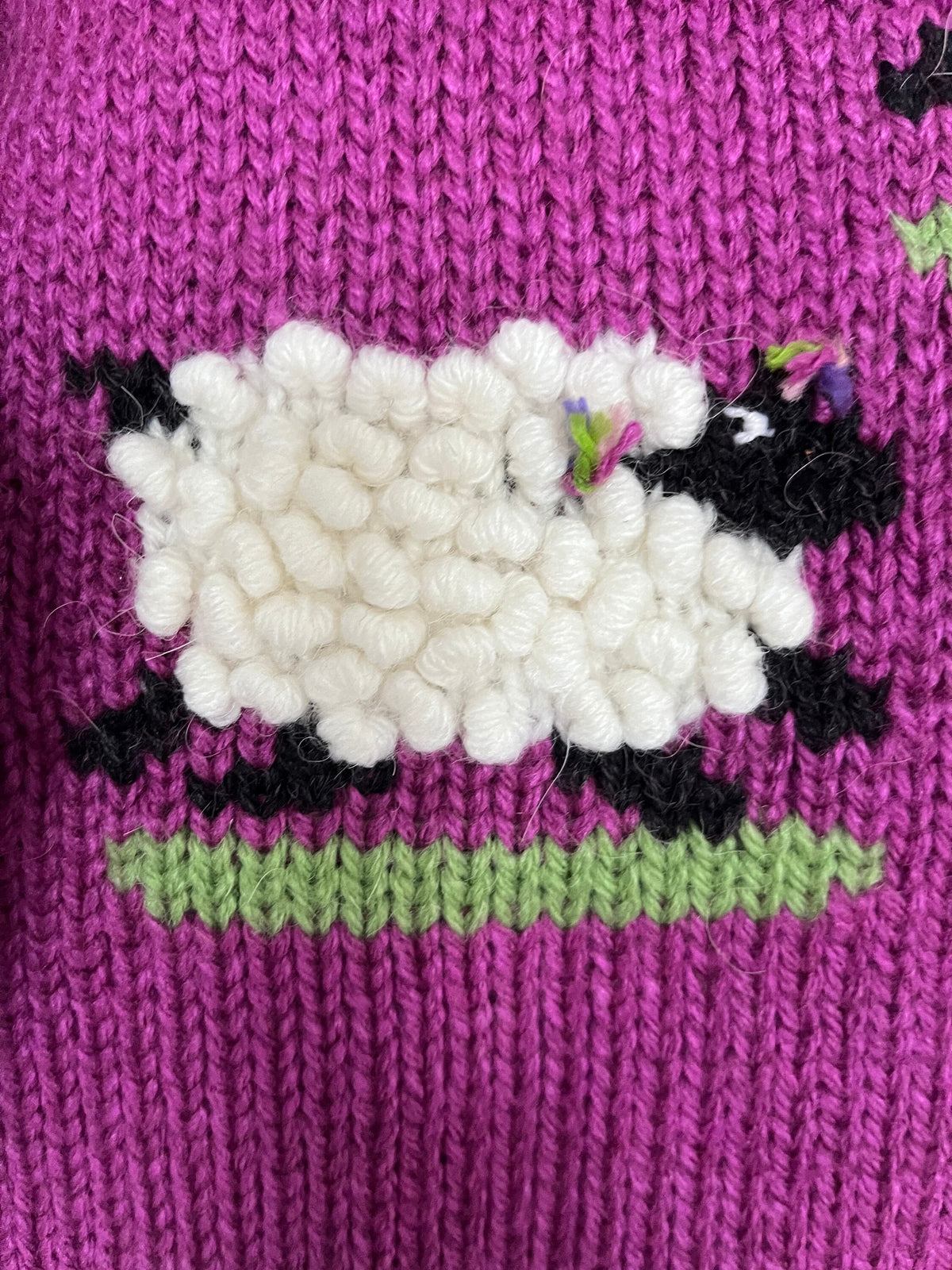 Magenta Sheep Hand-Embroidered Alpaca Kids Jumper, photo 3