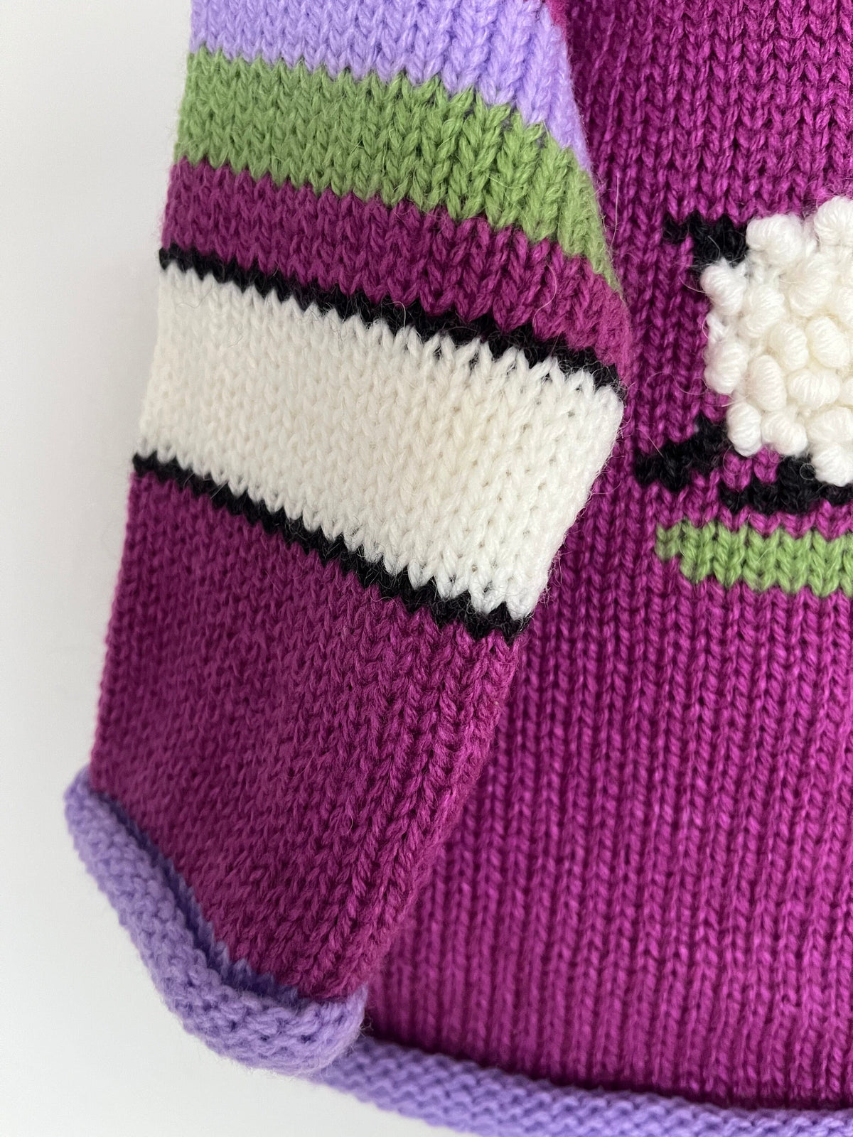 Magenta Sheep Hand-Embroidered Alpaca Kids Jumper, photo 4