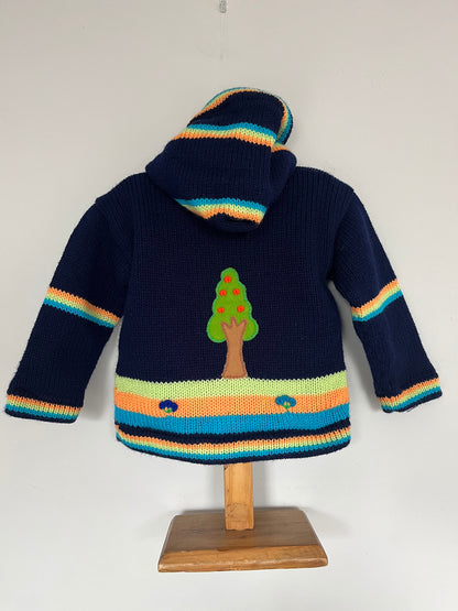Navy Engine & Puppy Appliqué Fleece-Lined Kids Cardigan, photo 2