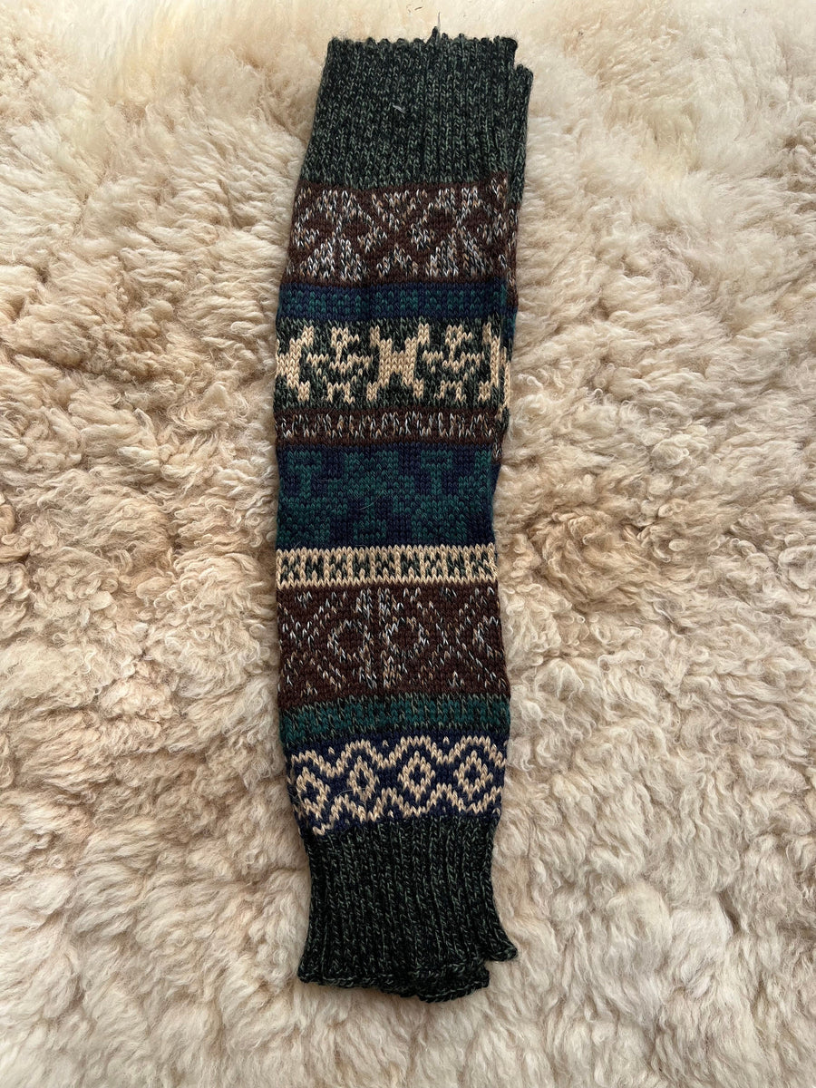 Green Andean Fair Isle Alpaca Leg Warmers