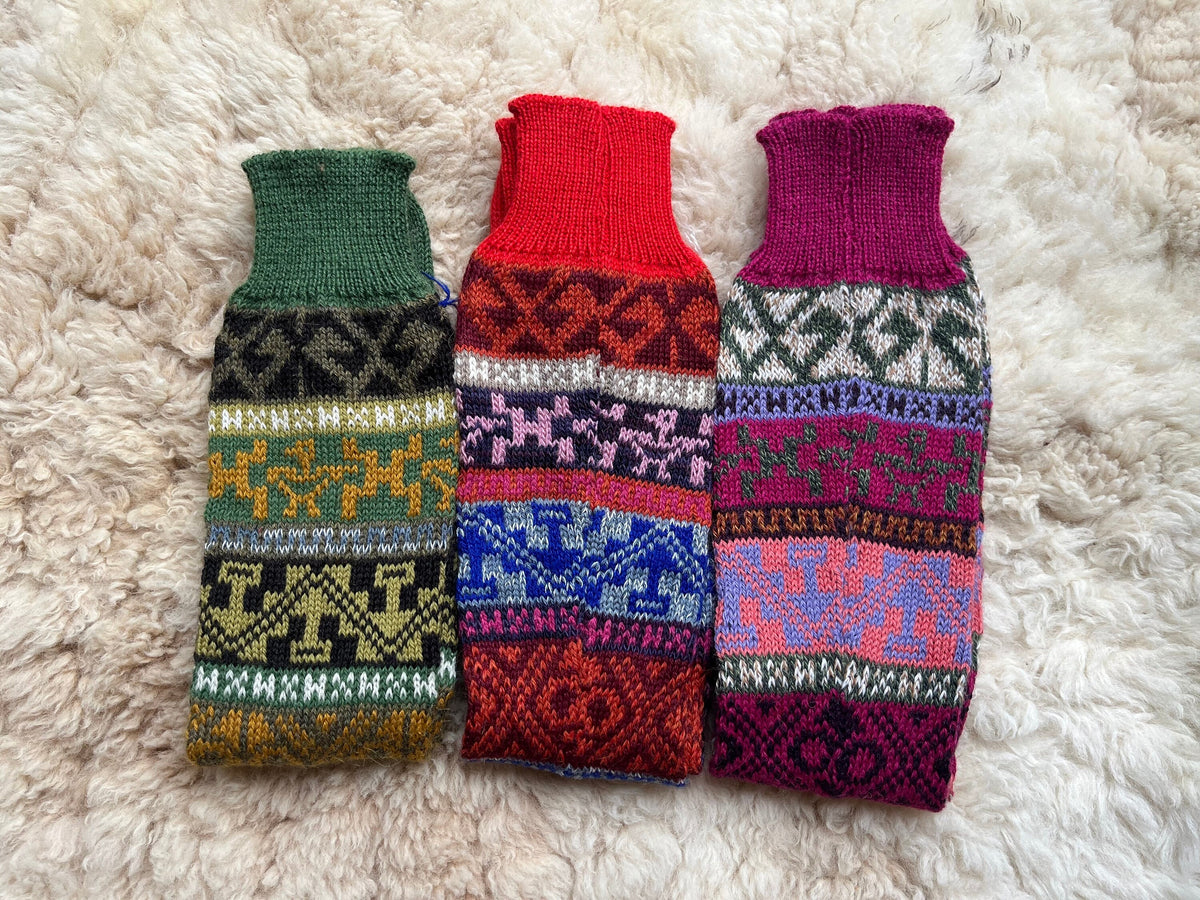 Red Fair Isle Knee-High Alpaca Wellie Socks, photo 3