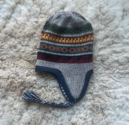Reversible Alpaca Chullo Hat - Blue & Grey Tones, photo 4