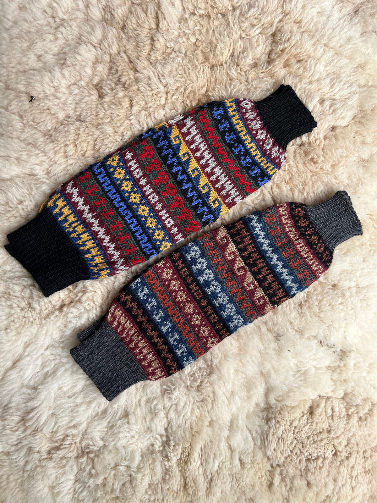 Dark Grey Fair Isle Stripe Alpaca Leg Warmers, photo 7