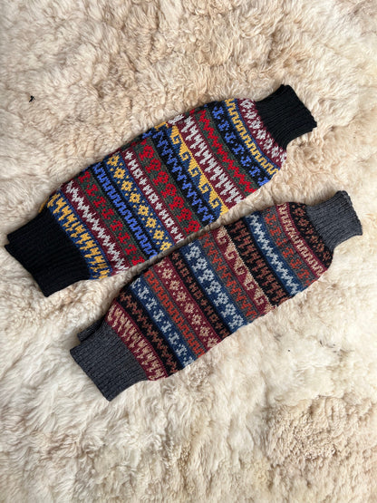 Dark Grey Fair Isle Stripe Alpaca Leg Warmers, photo 7