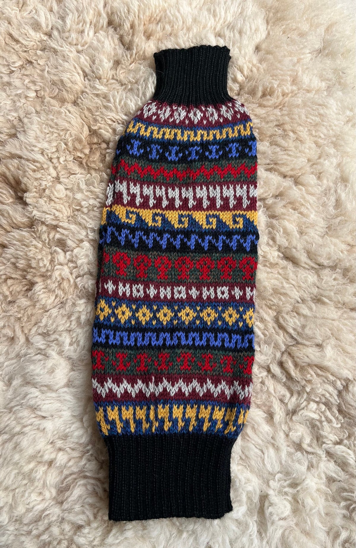 Black Fair Isle Stripe Alpaca Leg Warmers, photo 2