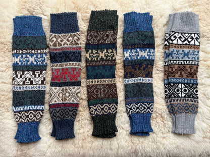 Light Grey Andean Fair Isle Alpaca Leg Warmers, photo 2