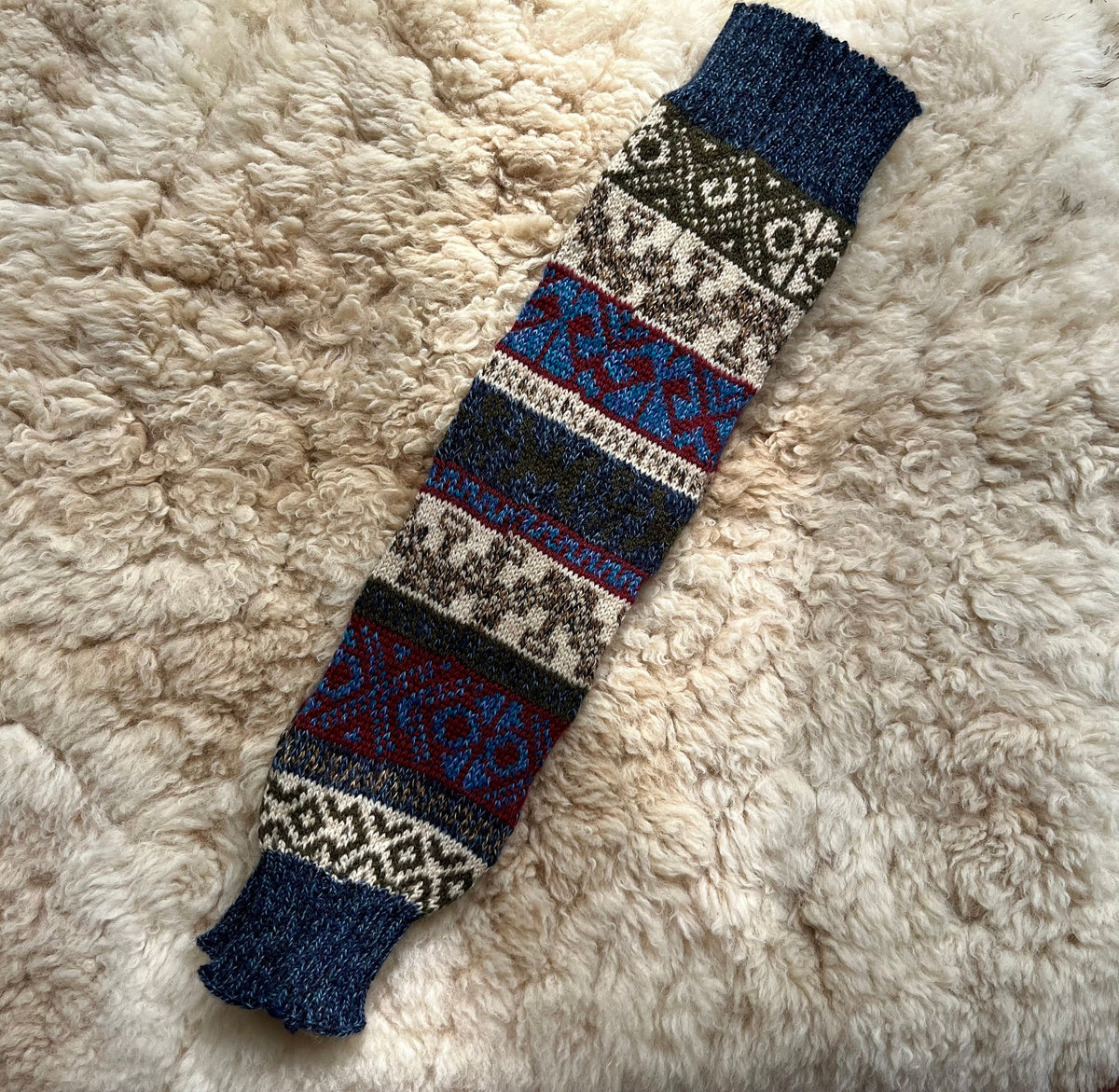 Blue Extra Long Andean Alpaca Leg Warmers